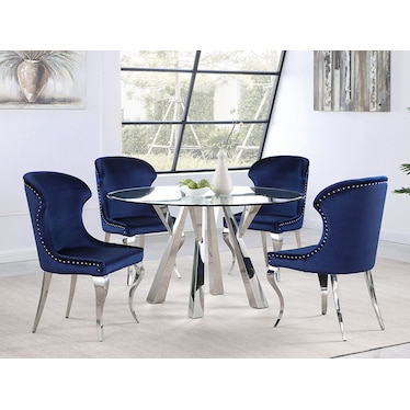 Kai Blue Round Dining 5 Pcs Set