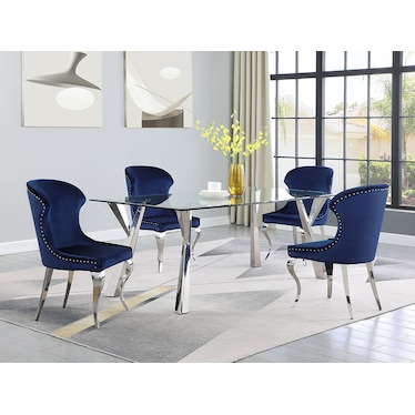 Kai Blue Rectangular Dining 5 Pcs Set