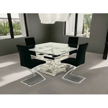 Kessel Square Black Dining 5 Pcs Set