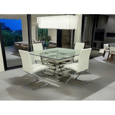 Kessel Square White Dining 5 Pcs Set