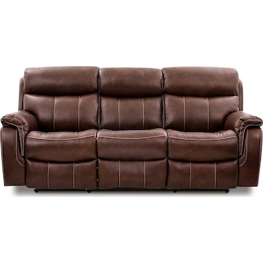 Larisa Brown Leather Dual Power Recliner Sofa