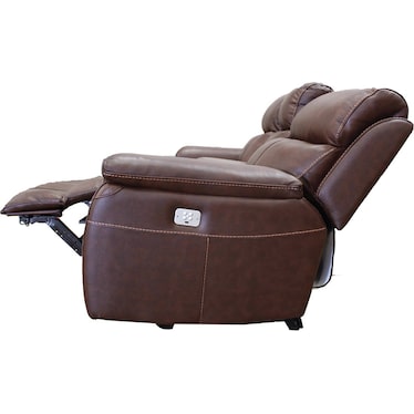 Larisa Brown Leather Dual Power Recliner Sofa