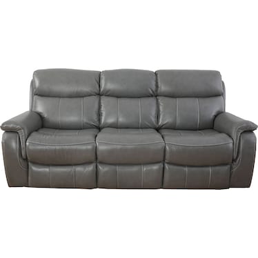 Larisa Grey Leather Dual Power Recliner Sofa