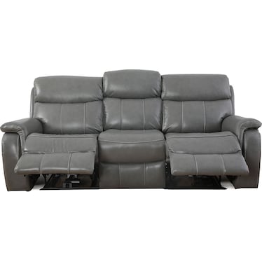 Larisa Grey Leather Dual Power Recliner Sofa