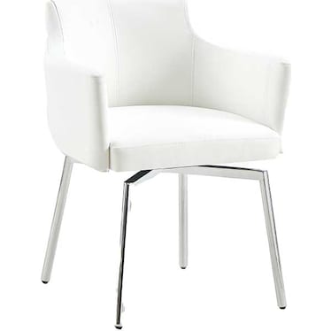 Leander White Swivel Arm Chair