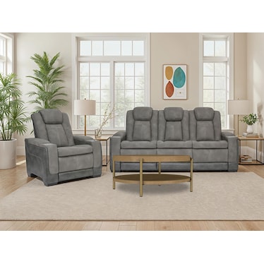 Durapella Gray Power Recliner Sofa & Chair 2 Pcs Set