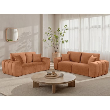 Lowell Orange Chenille 2 Pcs Set