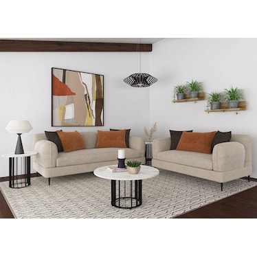 Terry Beige Chenille 2 Pcs Set