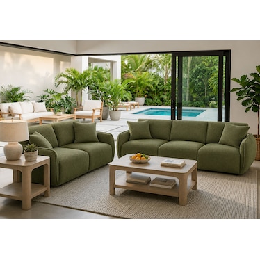 Halston Green Chenille 2 Pcs Modular Set