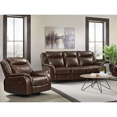 Carrera Brown Dual Recliner Sofa & Chair 2 Pcs Set