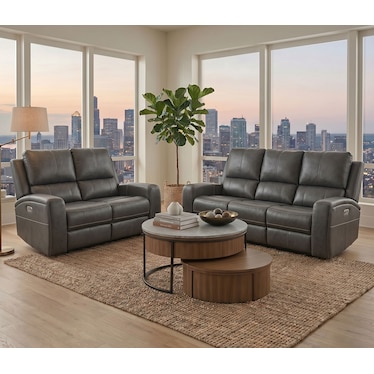 Dario Gray Triple Power Recliner 2 Pcs Set