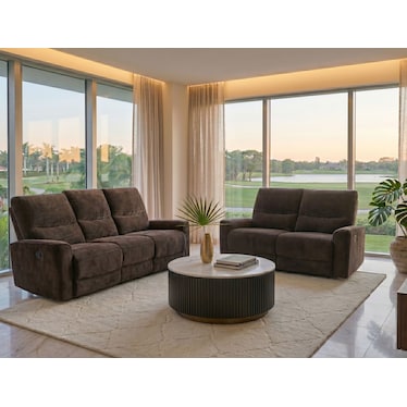 Liora Brown Chenille Recliner 2 Pcs Set
