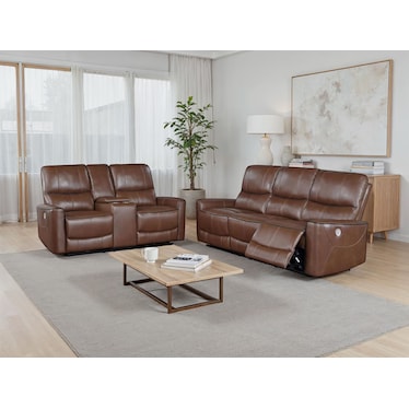 Augustine Brown Power Recliner 2 Pcs Set