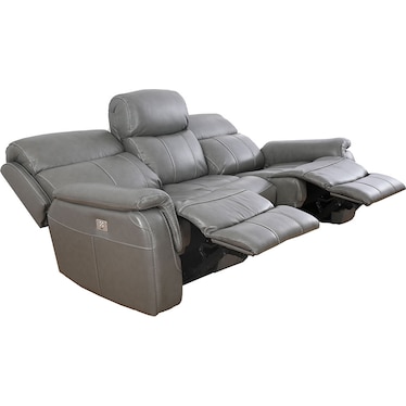 Larisa Grey Leather Dual Power Recliner 2 Pcs Set