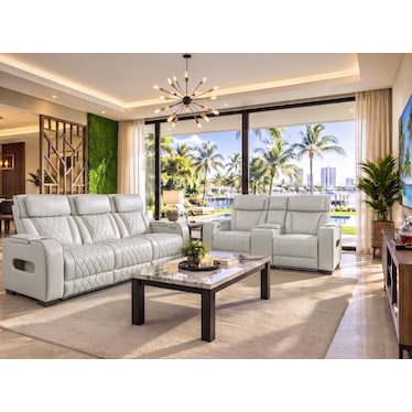 Boyton Gray Dual Power Recliner 2 Pcs Set