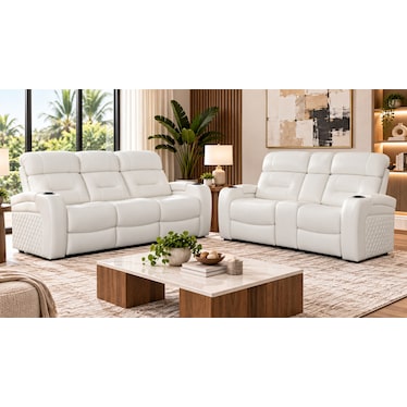 Nico White Dual Power Recliner 2 Pcs Set