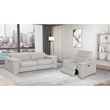 Manali Gray Dual Power Recliner Sofa & Chair 2 Pcs Set