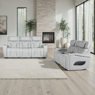 Calla Fog Dual Power Recliner Console 2 Pcs Set