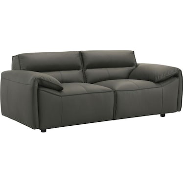 Hollis Gray Leather Loveseat