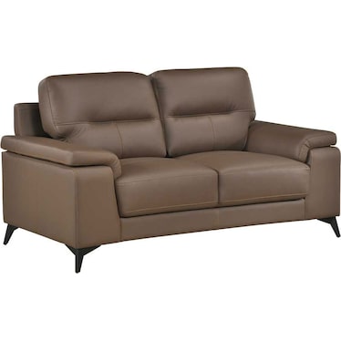 Seth Brown Leather Loveseat
