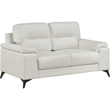 Seth White Leather Loveseat
