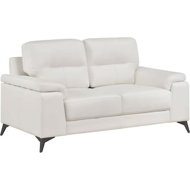 Seth White Leather Loveseat