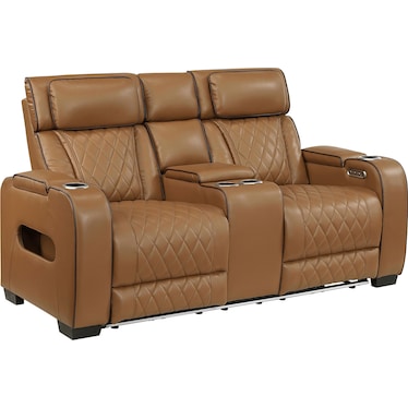 Boyton Caramel Dual Power Recliner Loveseat