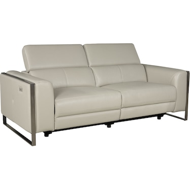 Fatima Taupe Leather Dual Power Recliner Loveseat