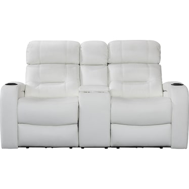 Nico White Dual Power Recliner Loveseat