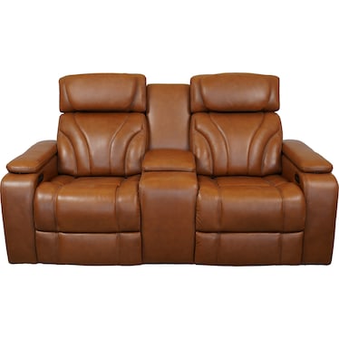 Josh Caramel Leather Dual Power Recliner Loveseat