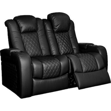 Oporto Black Dual Power Recliner Loveseat