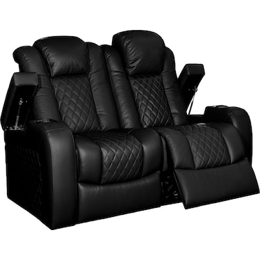 Oporto Black Dual Power Recliner Loveseat