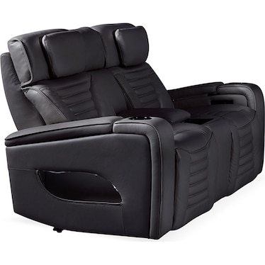 Calla Black Dual Power Recliner Console Loveseat