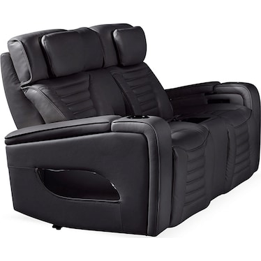 Calla Black Dual Power Recliner Loveseat