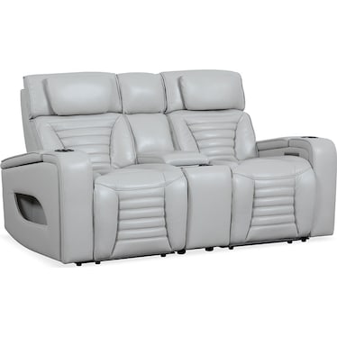 Calla Fog Dual Power Recliner Console Loveseat