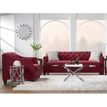 Luna Cherry Sofa and Chair 2 Pcs Set