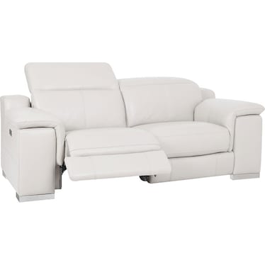 Manali White Dual Power Leather Loveseat