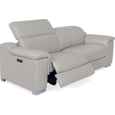 Manali Gray Dual Power Leather Loveseat