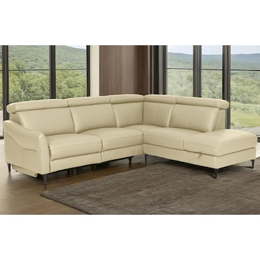 Mateo Taupe Leather Power Recliner Sectional