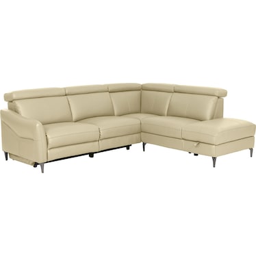 Mateo Taupe Leather Power Recliner Sectional