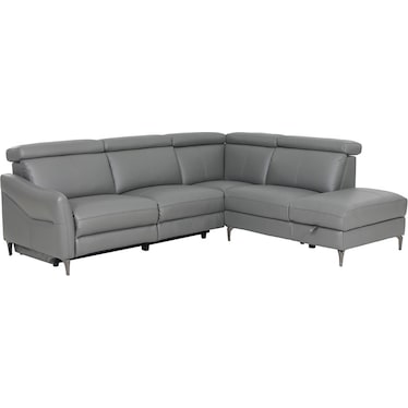 Mateo Dark Gray Leather Power Recliner Sectional