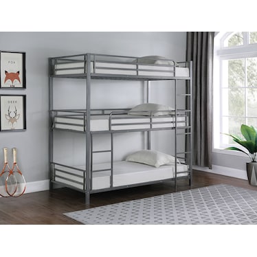 Maynard Metal Triple Twin Bunk Bed Gunmetal