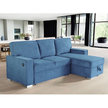 Meylin Blue Left Sleeper Sectional