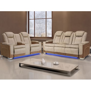 Mirapella Brown Dual Power Recliner 2 Pcs Set