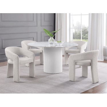 Nashira Cream Boucle Dining 5 Pcs Set