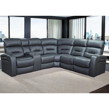 Nico Gray Left Console Love 3 Dual Power Recliner Sectional