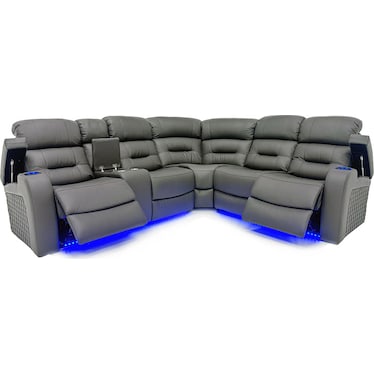 Nico Gray Left Console Love 3 Dual Power Recliner Sectional