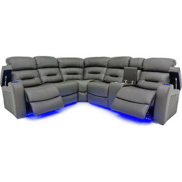 Nico Gray Right Console Love 3 Dual Power Recliner Sectional