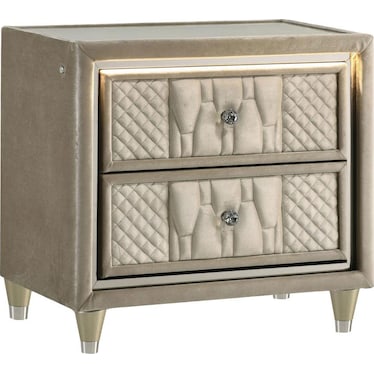 Thaddeus Ivory & Camel LED Nightstand