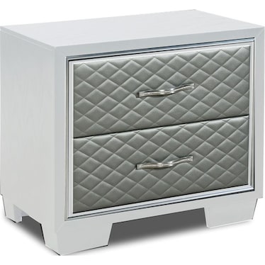 Luxor White/Silver Nightstand